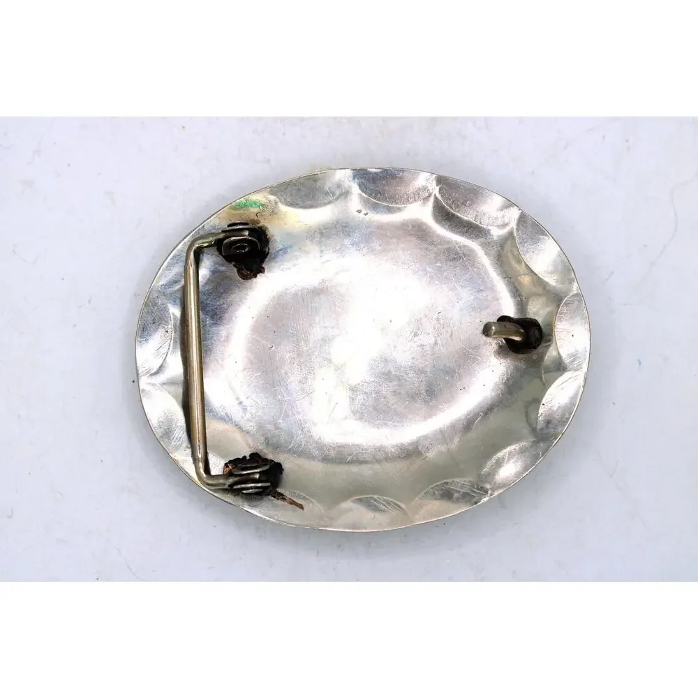 Nickel Silver Navajo Cow Skull Buffalo Nickel Coral & Turquoise Belt Buckle